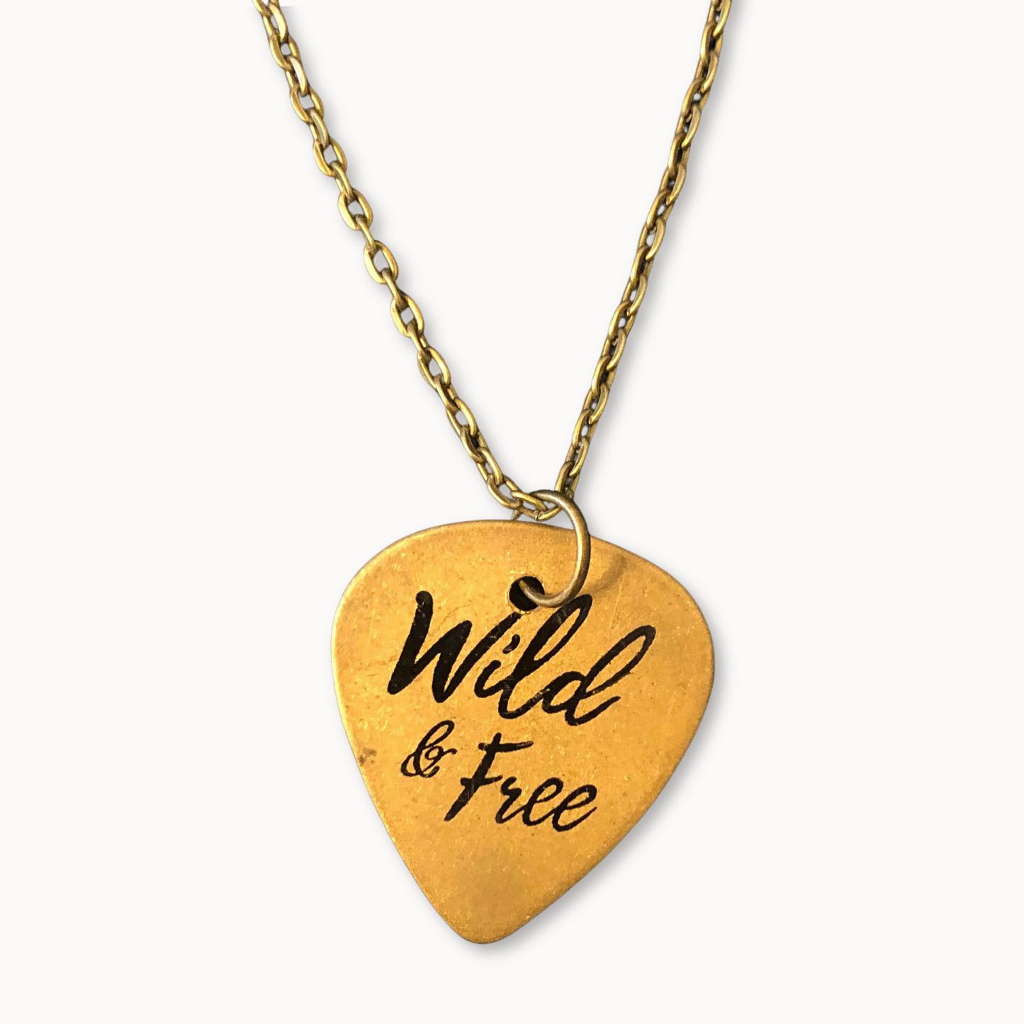 Guitar Pick Necklace with Metal Chain: Wild & Free